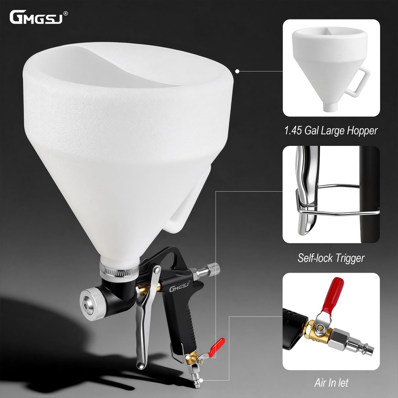 Drywall Texture Spray Gun Kit with Hopper & 3 Nozzles