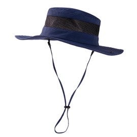 Summer Mesh Bucket Sun Hats for Men Big Head Wide Brim Boonie Safari Waterproof Beach UPF50+ Fishing Hiking Navy Blue