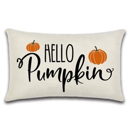 JOTOM 12x20 Inch Fall Throw Pillow Covers Hello Pumpkin Thanksgiving Cushion Covers 30x50cm Autumn Lumbar Decorative Pillow Covers Farmhouse Outdoor Pillowcase for Couch Sofa Bed Decor (Hello Pumpkin)
