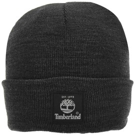Timberland Men's Short Watch Cap with Woven Label Hat for Cold Weather, darkgray