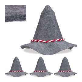 Relaxdays 10026105 Red and White Cord, Felt Hat, & Men, Relaxdays Seppel Hat with Red White Cord Bavarian Felt Hat Women's Men's Oktoberfest Hat with, Grey, One Size EU