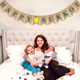 SWYOUN Burlap Happy Sukkot Banner Sukkah Jewish Holiday Party Supplies Garland Decoration