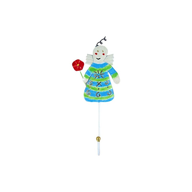 GURU SHOP Small Metal Coat Hook Angel 2, Turquoise, 22