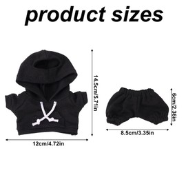 Sinbana 17cm Doll Clothes Set, Plush Doll Outfits Stylish Clothing Casual Style Costumes Cute Fashion Hoodie & Pants for Dolls Display Accessories, Collectors Gift Toy (No Dolls)