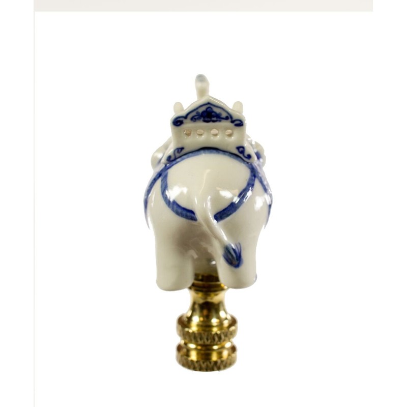 Blue and White Elephant Lamp Finial Porcelain 2.5" h