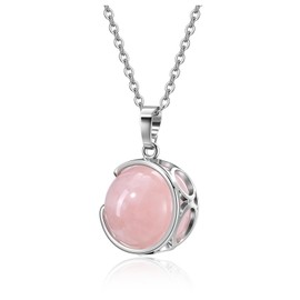 Jovivi Amethyst/Rose Quartz/Rock Crystal Ball Pendant Necklace Healing Stone Chain Real Crystal Pendant Lucky Necklace Gemstone Jewellery, Stone