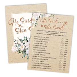 Bridal Shower Games, 25pcs Wedding Shower Game Cards, Rustic Floral Bachelorette Party Game Ideas, Engagement Bridal Shower Decorations and Gifts - 03