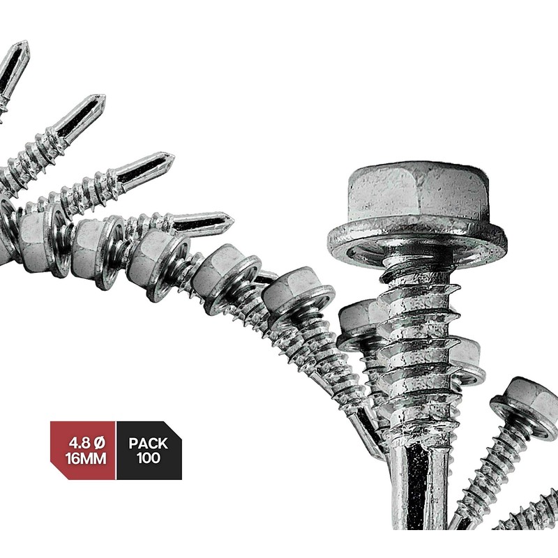 DOJA Industrial Hexagon Drilling Screws 4.8 x 19 Pack 100