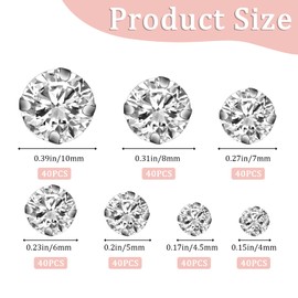 280 Pieces Rhinestone Sew On Glass Rhinestones with Silver Claw Flat Back for Sewing Rhinestone for Wedding Dress Craft Costume Clothes (7 Different Sizes)