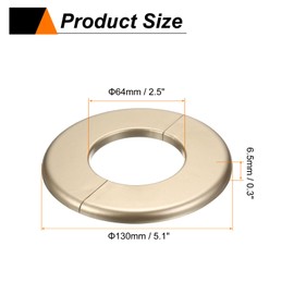 HARFINGTON 2pcs Wall Split Flange 64mm/2.5" Self-Adhesive Plumbing Cover Plates ABS Plastic Round Escutcheon Plate Buckle Design for Water Pipe Bathroom Kitchen Decoration, Gold Tone