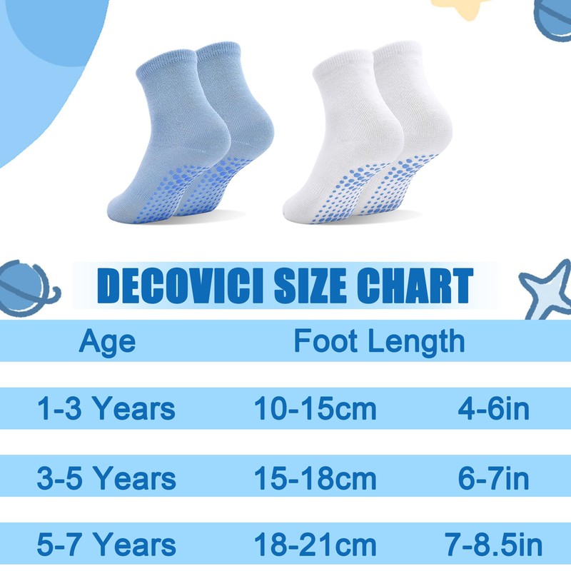 DECOVICI Non Slip Toddler Socks, Baby Boy Girls Crew Grip