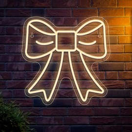 Stoerneon Bowknot Neon Sign Christmas LED Sign Light for Wall Decor, Bar, Pub, Club, Home, Office, Restaurant, Christmas Decorations, Art Wall Decorative Night Light