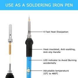 Wood Burning Kit Professional Pyrography Pen Tool Set Adjustable Temperature Wood Burner Tools with Carving Tips Brush and Stand for DIY Wood/Leather/Gourd Arts Crafting Supplies