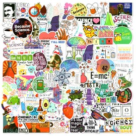 LIAOWL 100 PCS Science Stickers,Science Classroom Decor Stickers for Water Bottles,Science Laboratory Stickers for Kids Teacher Students,Physics Biology Chemistry Experiment Math Gifts