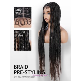ZHENGON Braided Wigs for Black Women Box Braid Wig with Baby Hair Large Parting Space Dreadlock LaceFront Wig Braids Hair Replacement Wigs for Daily Use 30inch