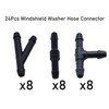 UpAmcarker 24Pcs Windshield Washer Hose Connector Kit 3-way(T-type) 3-way(Y-type)2-way (I-type)