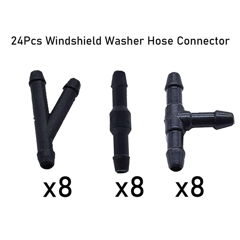 UpAmcarker 24Pcs Windshield Washer Hose Connector Kit 3-way(T-type) 3-way(Y-type)2-way (I-type)