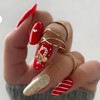 Christmas Press on Nails Almond Medium Fake Nails Glossy Red