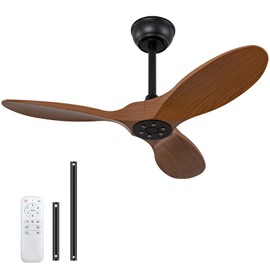 OMYU 36 inch Ceiling Fan No Light,Remote Control and Quiet DC Motor,Reversible,Indoor Outdoor Ceiling Fan for Bedroom Dining Room Porch Patio,3 ABS Blades Modern Ceiling Fans without Light Black