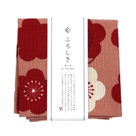 Waraku Fuuka Japanese Reusable Furoshiki Fabric Bento Gift Wrapping Cloth (18.9x18.9 in, 100% Cotton, Cloth Design) (Ume Flower Pink)