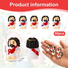 50pcs Little Jesus, Resin Tiny Jesus Figurines Religious Sacred Mini Jesus 5 Colors Miniature Jesus Figures Small Pocket Jesus for Christmas Thanksgiving Easter Gift