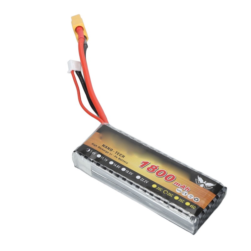 7.4V 1800mAh 3s 25C Battery With XT60 Plug Lightweight Lithium