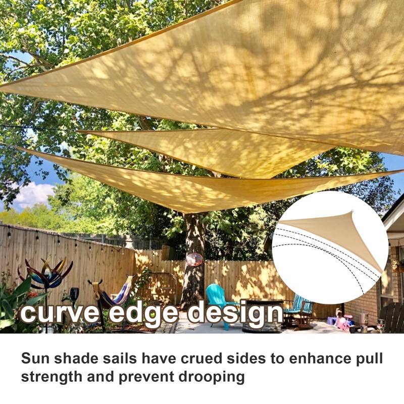 SUNLAX Custom Size Sun Shade Sail 8'x12'x14.4' Sand Triangle Canopy