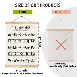 Alphabet and Numbers Wall Chart Set of 2 ,Kids Educational Posters,ABC and 1-20 Number Learning Banners for Toddlers, Preschool Classroom, Homeschool, Nursery, Playroom Decor 14 x 18.5 Inch (Black)