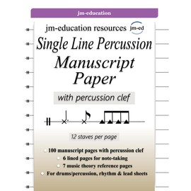 Single Line Percussion Manuscript Paper: with percussion clef