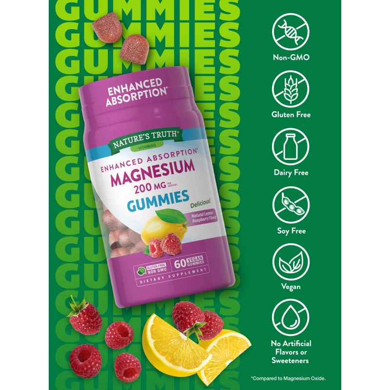 Nature's Truth Magnesium Gummies | 200mg | Non-GMO, Gluten Free