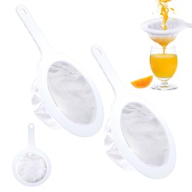 2 Pcs Fine Mesh Sieve, 200/400 Mesh Mesh Strainer, Handheld Nylon Sieve, Household Plastic Sieve with Handle Hook, Fine Strainer, Kitchen Ultra Fine Mesh Strainer for Juice, Jam, Wine