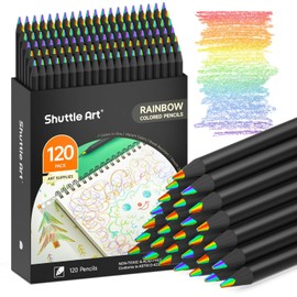 Shuttle Art 120 Pack Rainbow Pencils Bulk, 7 Colors in 1 Rainbow Colored Pencils, Pre-sharpened, Break-resistant Black Wooden Pencil for Kids and Adults Coloring, Drawing, Sketching, Doodling, Gifts