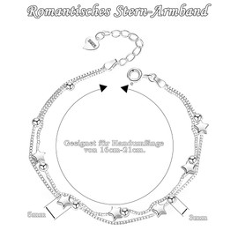 SENLINLU Bracelets for Women Bracelet 925 Silver Women's Star Pearl Bracelets Friendship Bracelet Adjustable Bracelets Hypoallergenic Bracelet Gifts for Women Girls, Silver