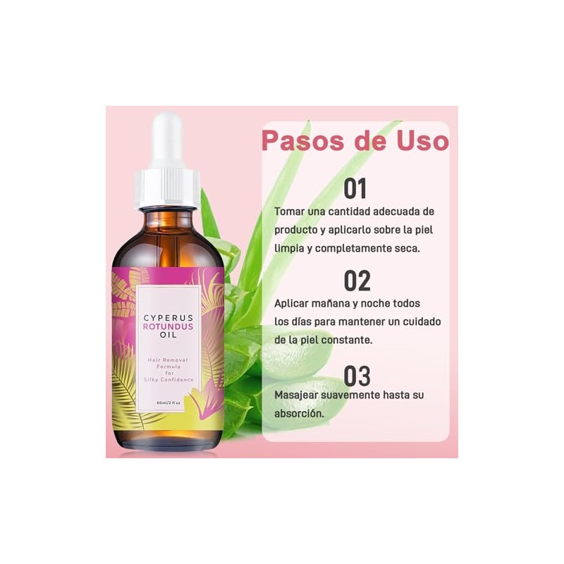 Natural Cyperus Rotundus Oil, Aceite Depilatorio para Mujeres y Hombres