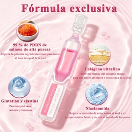 Salmon Pink One Day Serum Salmon Ampolla Intensiva, Colágeno, Glutatión, Ácido Hialurónico - Mejora la Luminosidad de la Piel 0.05 Onzas