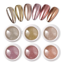 WUSJCOF 6pcs Nail Powder, Spiegel Effekt Chrome Pigmente für Nagelkunst und Nageldesign Starter
