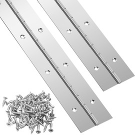 Gisafai 48 Inch 2 Pack Continuous Piano Hinges, Heavy Duty Stainless Steel Piano Hinge, Smooth Polished Folding Continuous Hinge, 0.04 Inch Leaf Thickness, 2 Inch Open Width for Cabinet Door