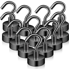 Keukenket Pack of 12 Magnetic Hooks, Extra Strong, 15 kg, 20 mm Neodymium Magnets with Hooks, Punch-Free for Iron Doors, Magnetic Hooks, Hook Magnets, Kitchen Magnetic Hooks for Camping, Lockers,