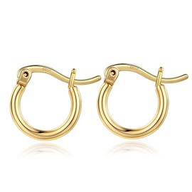 Dainty Gold Hoop Earrings for Women, 14K Gold Plated 925 Steling Silver Post Hypoallergenic Thin Hoops Earrings Lightweight Small Cute Gold Hoops Earrings for Women 13-100mm