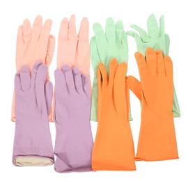 Gatuida 4 Pairs Reusable Latex Cleaning Gloves for Kitchen Flexible Dishwashing Gloves Pink Orange Purple Extra Long Design for Enhanced Hand Protection Comfort