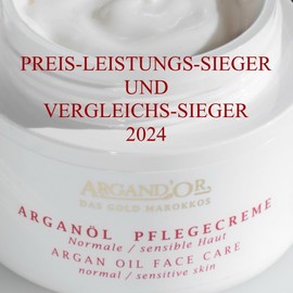 ARGAND'OR Dermatest Argan Oil Care Cream – M – 50 ml for Normal and Sensitive Skin Moisturising Face Care Day Cream and Night Cream Dermatest "Very Good" Vegan Certified Organic Cosmetics