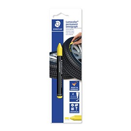 STAEDTLER Universal Chalk for Tyres Lumocolor Permanent Omnigraph 236, for Opaque Markings on Dark Surfaces, Waterproof, Colour Yellow, 236-1 BK-1, Pack of 5, Black