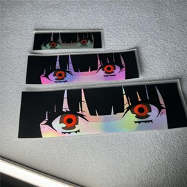 Horayten Japanese Anime Girl Peeker Car Stickers Peeping Eyes Motor Racing Auto Truck Body Window Decals Waterproof Laser 3PCS