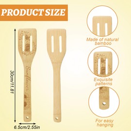 HICOHAND Bamboo Cooking Utensils, 6PCS Sunflower Wooden Engraved Cooking Spoons Set Nonstick Cooking Spatula Tools with Handles Heat Resistant Spatula Set for Kitchen House Warming Gift