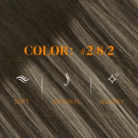 Easyouth Real Hair Extensions Balayage Brown Real Hair Wefts for Sewing Darkest Brown Ombre Ash Brown Sew-in Weft Extensions Human Hair for Natural Look #2/8/2 100 g 40 cm