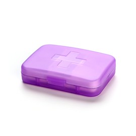 Pill Box Weekly, Portable Pill Organiser 6 Compartment, Daily Pill Box Organiser 6 Day，Holds Medication, Health Products or Small Accessories，Organiser Box Fit Easily Into a Pocket or Bag (Purple)