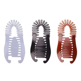 3Pcs Colorful Elongated Interlocking Plastic Banana Clip Hair Combs - Women Two Sides Hair Combs Ponytail Hair Clincher Hair Accessories for Ponytail Holder, Hair Clips, Clips and Barrettes(145mm)