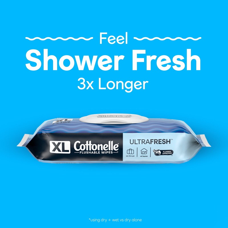Cottonelle UltraFresh XL Flushable Wipes, 1 Flip-Top Pack, 60 Wipes