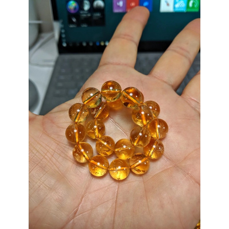 RAYON CITRINE bead bracelet for Men 10mm Stretch 2A+ 7,
