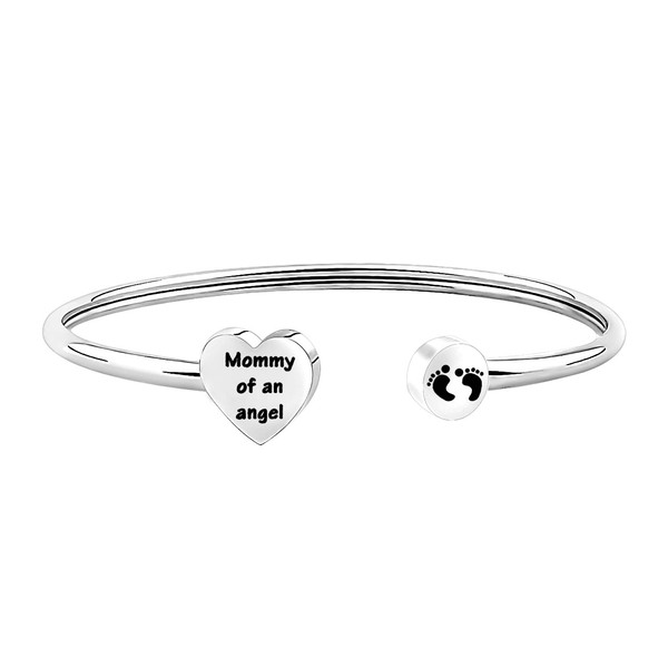 MYOSPARK Mommy Of An Angel Baby Feet Cuff Bangle Bracele Baby Memorial Jewelry Miscarriage Sympathy Gift For Infant Child Baby Loss Pregnancy Loss (mommy angel TB)